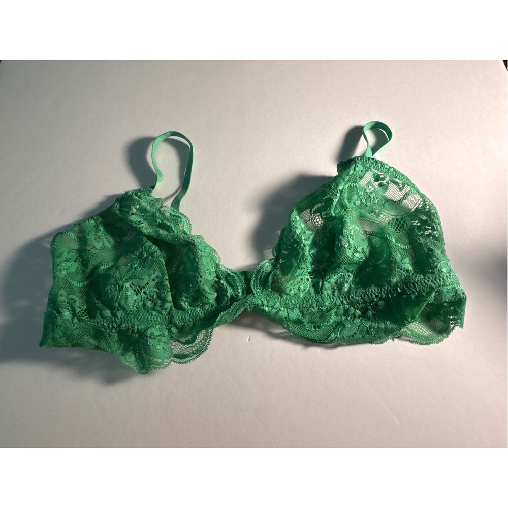 Intimately Free People Green Floral Lace Bralette Adjustable Straps Size M